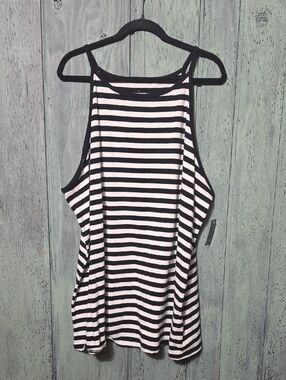 Torrid Black And White Striped High Neck Foxy Cami